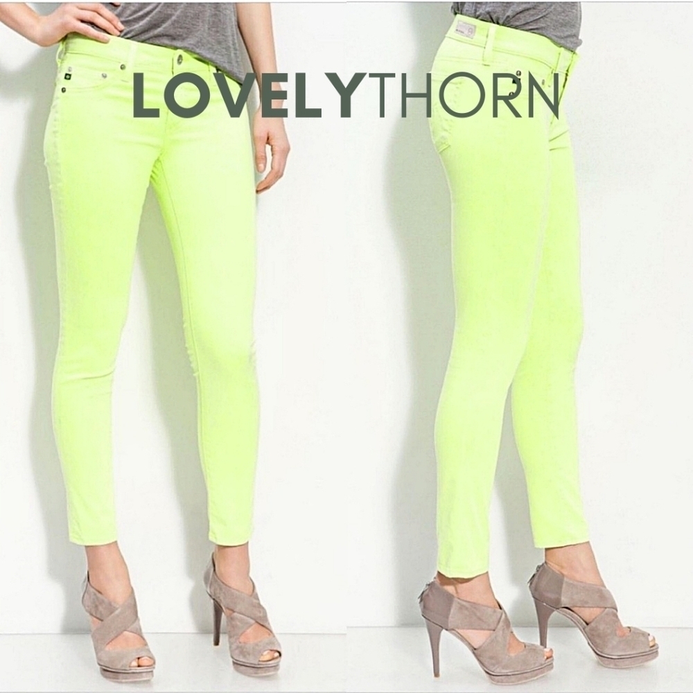 AG JEANS // ltd ed the stilt cigarette leg neon yellow sateen jeans - Picture 9 of 16